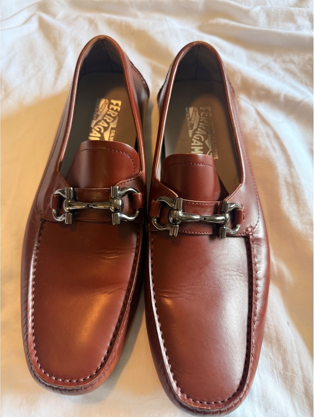 Salvarore Ferragamo brown leather loafers shoes size 9D